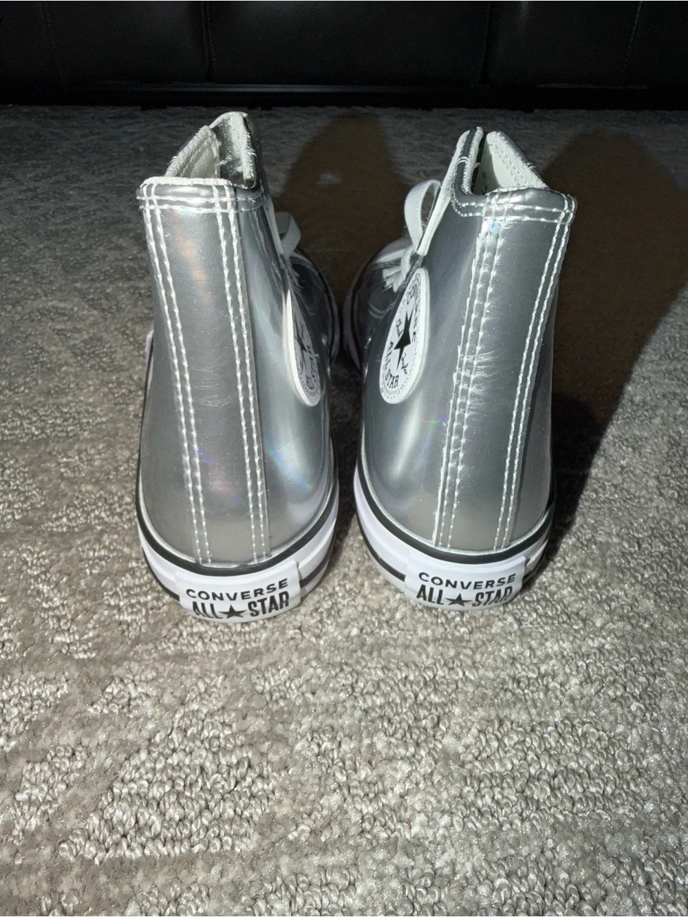 Converse Kids Metallic Silver High-Top Sneakers - NWOB